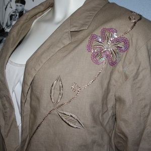 Adolfo International Womens Linen/Cotton Blazer M